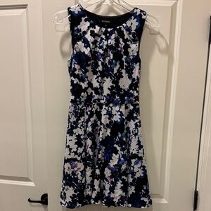 Express Black and White Floral Midi Dress